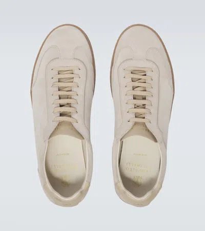 Brunello Cucinelli Beige Lace Up Sneakers In Multi