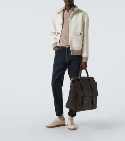 Brunello Cucinelli Beige Lace Up Sneakers In Multi