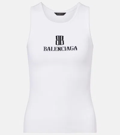Balenciaga White Nano Bb Tank Top In White
