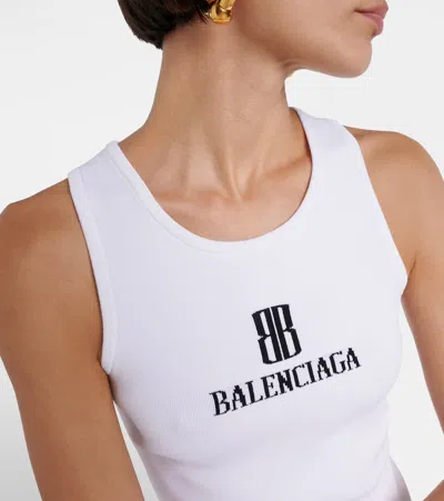Balenciaga White Nano Bb Tank Top In White