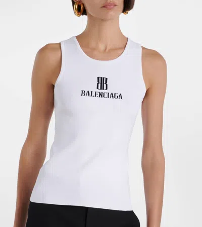 Balenciaga White Nano Bb Tank Top In White