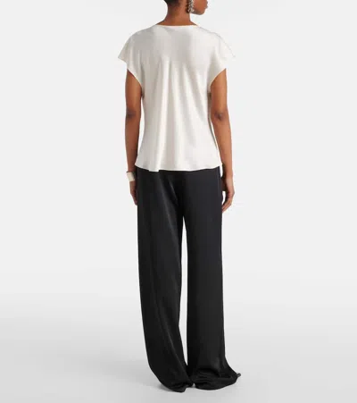 Vince Draped Silk Satin Top In White