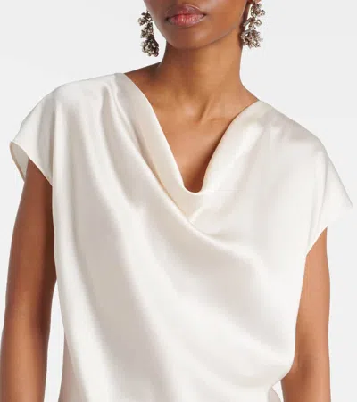 Vince Draped Silk Satin Top In White