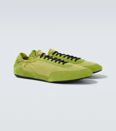 Prada Men's Collapse Nylon And Suede Low-top Sneakers