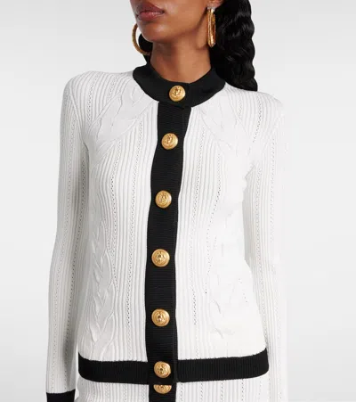 Balmain Two-tone Cardigan In Gray
