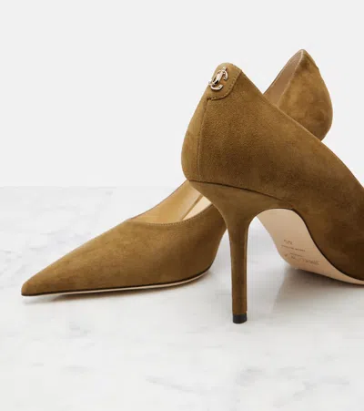 Jimmy Choo Camel Suede Romy 85 Pumps