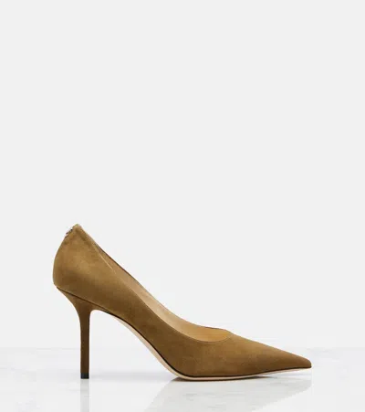 Jimmy Choo Camel Suede Romy 85 Pumps