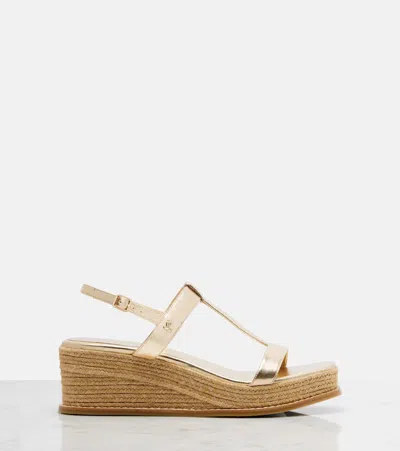 Jimmy Choo Theia 60 Metallic Leather Espadrille Wedges
