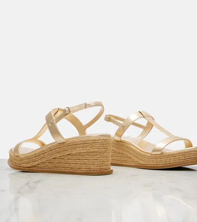 Jimmy Choo Theia 60 Metallic Leather Espadrille Wedges