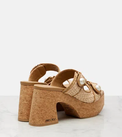 Jimmy Choo Fayence 95 Raffia Dual-strap Platform Sandals