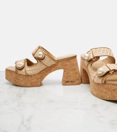 Jimmy Choo Fayence 95 Raffia Dual-strap Platform Sandals