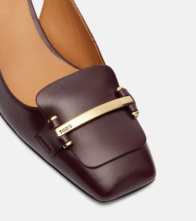 Tod's Chunky Heel Buckle Square Toe Pumps In Brown