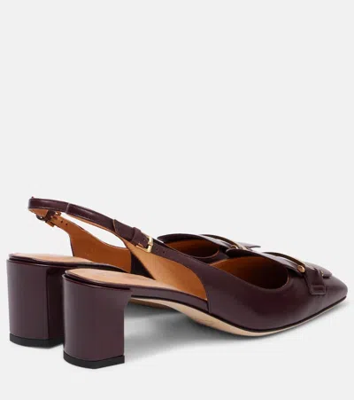 Tod's Chunky Heel Buckle Square Toe Pumps In Brown
