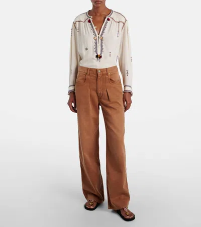 Isabel Marant High Waist Trousers Wide Legs In Brown