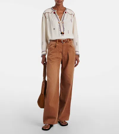 Isabel Marant High Waist Trousers Wide Legs In Brown
