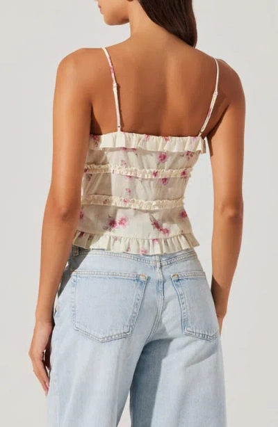 Astr The Label Islah Floral Ruffle Tie Front Crop Camisole In Multi