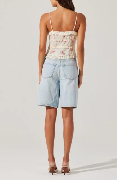 Astr The Label Islah Floral Ruffle Tie Front Crop Camisole In Multi