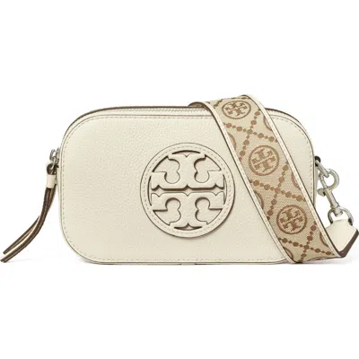 Tory Burch Miller Ivory Leather Mini Crossbody Bag In White