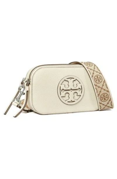 Tory Burch Miller Ivory Leather Mini Crossbody Bag In White