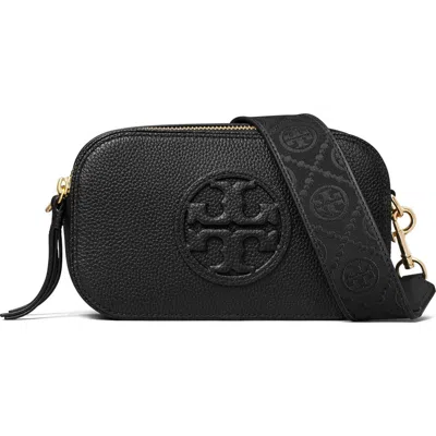 Tory Burch Miller Mini Logo Lambskin Crossbody Bag In Black
