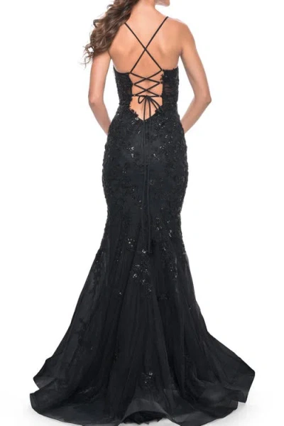 La Femme Mermaid Prom Dress With Sequin Beaded Applique