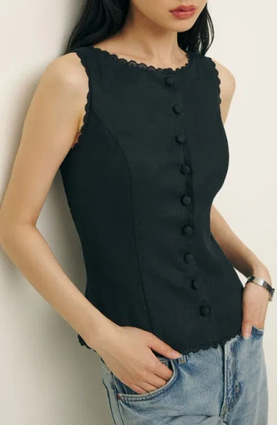 Reformation Amela Linen Button-up Top