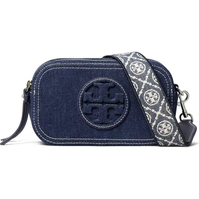 Tory Burch Mini Miller T Monogram Denim Crossbody Bag