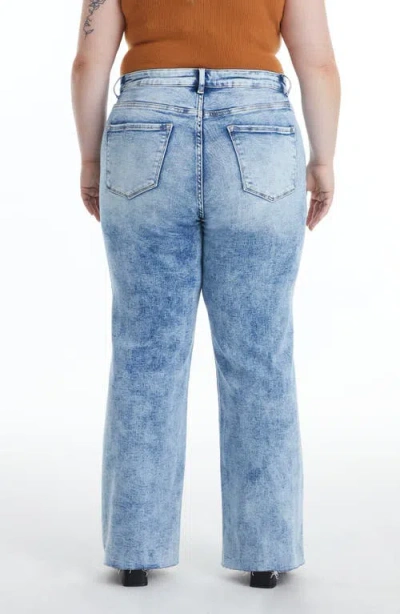 Bayeas Plus Size High Rise Wide Leg Jeans With Raw Hem