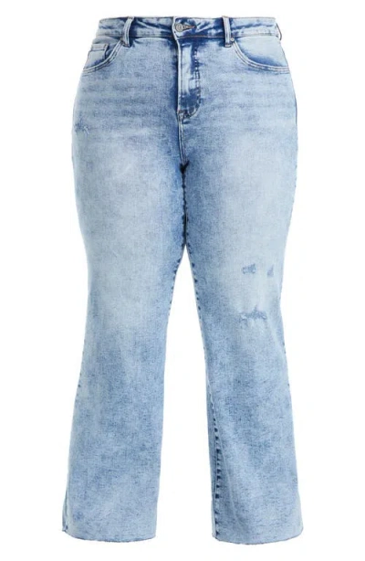 Bayeas Plus Size High Rise Wide Leg Jeans With Raw Hem