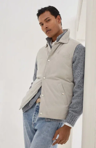 Brunello Cucinelli Leather Vest With Sleeveless Design And Slip Pockets