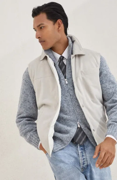 Brunello Cucinelli Leather Vest With Sleeveless Design And Slip Pockets
