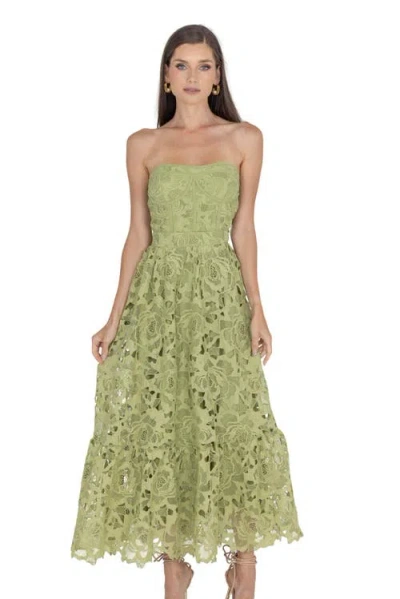 Akalia Amelia Lace Bustier Midi Dress Guipure Lace In Pink