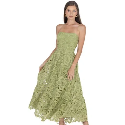 Akalia Amelia Lace Bustier Midi Dress Guipure Lace In Green