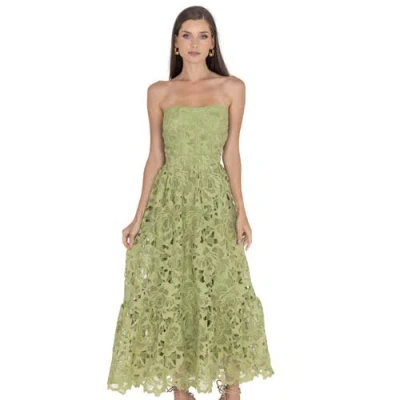 Akalia Amelia Lace Bustier Midi Dress Guipure Lace In Green