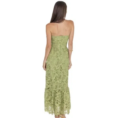 Akalia Amelia Lace Bustier Midi Dress Guipure Lace In Green