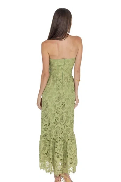 Akalia Amelia Lace Bustier Midi Dress Guipure Lace In Green