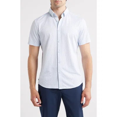 Mizzen + Main Mizzen+main Halyard Trim Fit Microprint Short Sleeve Performance Button-up Shirt