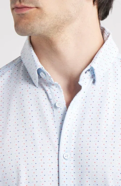 Mizzen + Main Mizzen+main Halyard Trim Fit Microprint Short Sleeve Performance Button-up Shirt