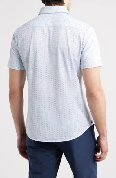 Mizzen + Main Mizzen+main Halyard Trim Fit Microprint Short Sleeve Performance Button-up Shirt