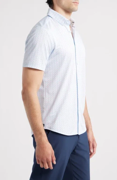 Mizzen + Main Mizzen+main Halyard Trim Fit Microprint Short Sleeve Performance Button-up Shirt