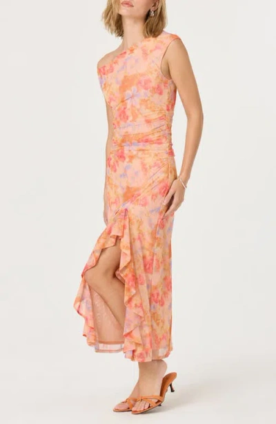 Astr The Label Ruched One-shoulder Maxi Dress