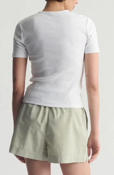 Brooklyn Industries Rib Stretch Cotton T-shirt In White