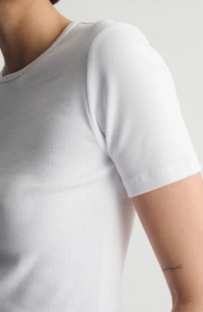 Brooklyn Industries Rib Stretch Cotton T-shirt In White