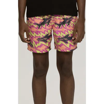 Maui And Sons Maui & Sons Frenzy Microfiber Swim Trunks In Pink