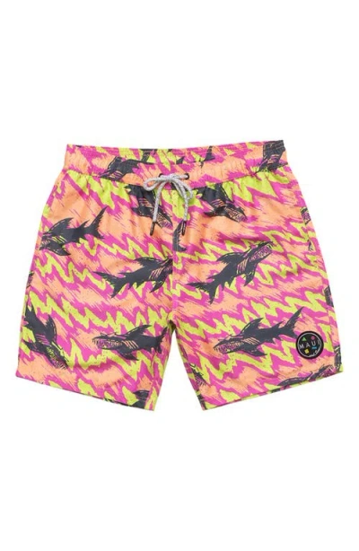 Maui And Sons Maui & Sons Frenzy Microfiber Swim Trunks In Pink