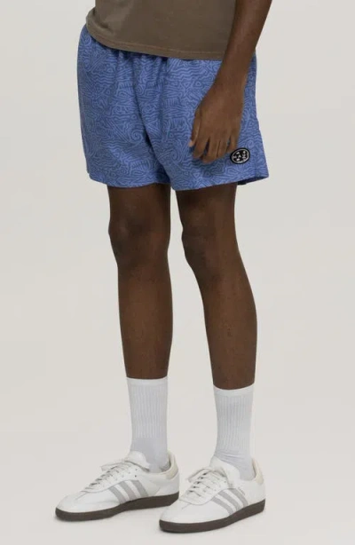 Maui And Sons Maui & Sons Doodle Print Microfiber Swim Trunks In Blue