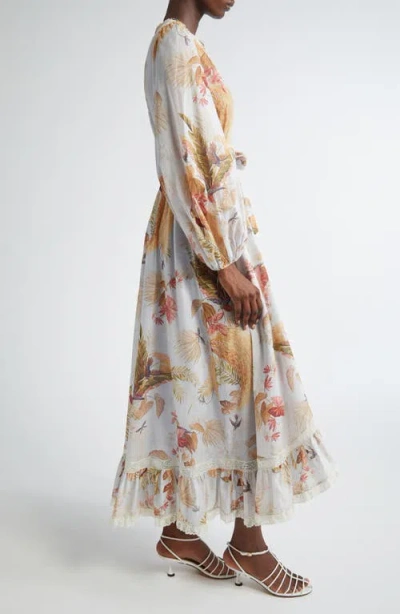Zimmermann Floral Midi Dress Belted Waist