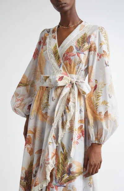 Zimmermann Floral Midi Dress Belted Waist