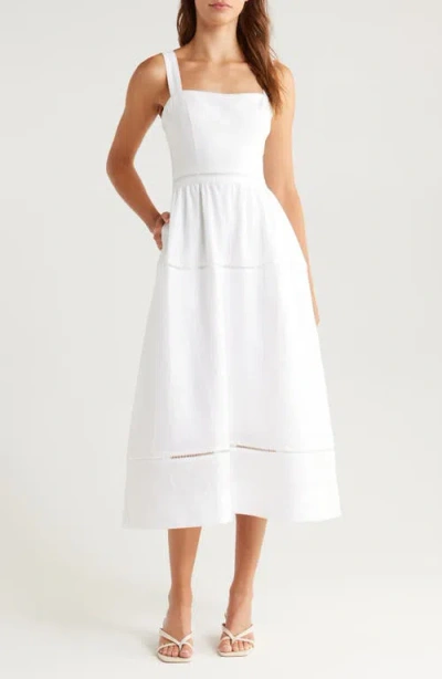 Reformation Womens Everett Square-neck Linen Midi Dress White