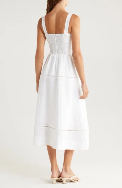 Reformation Womens Everett Square-neck Linen Midi Dress White